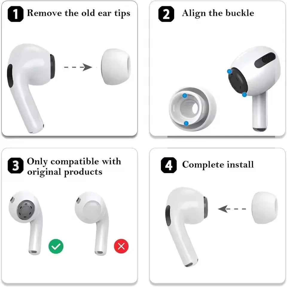 Soft Silicone Ear Tips for Wireless Earphones Replacement Earpads with Secure Fit Design