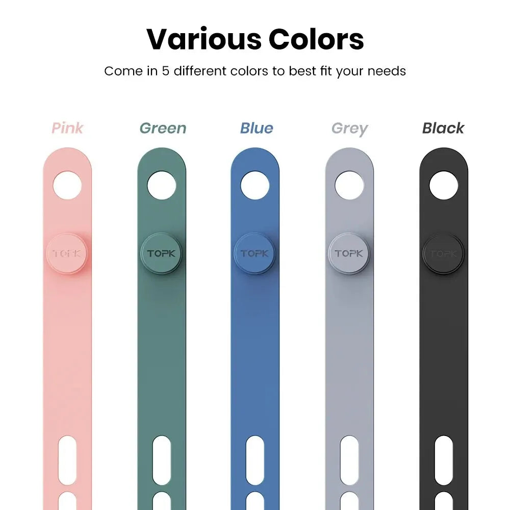 Reusable Silicone Cable Ties Cord Organiser Straps Adjustable Lengths for Wires Home Office