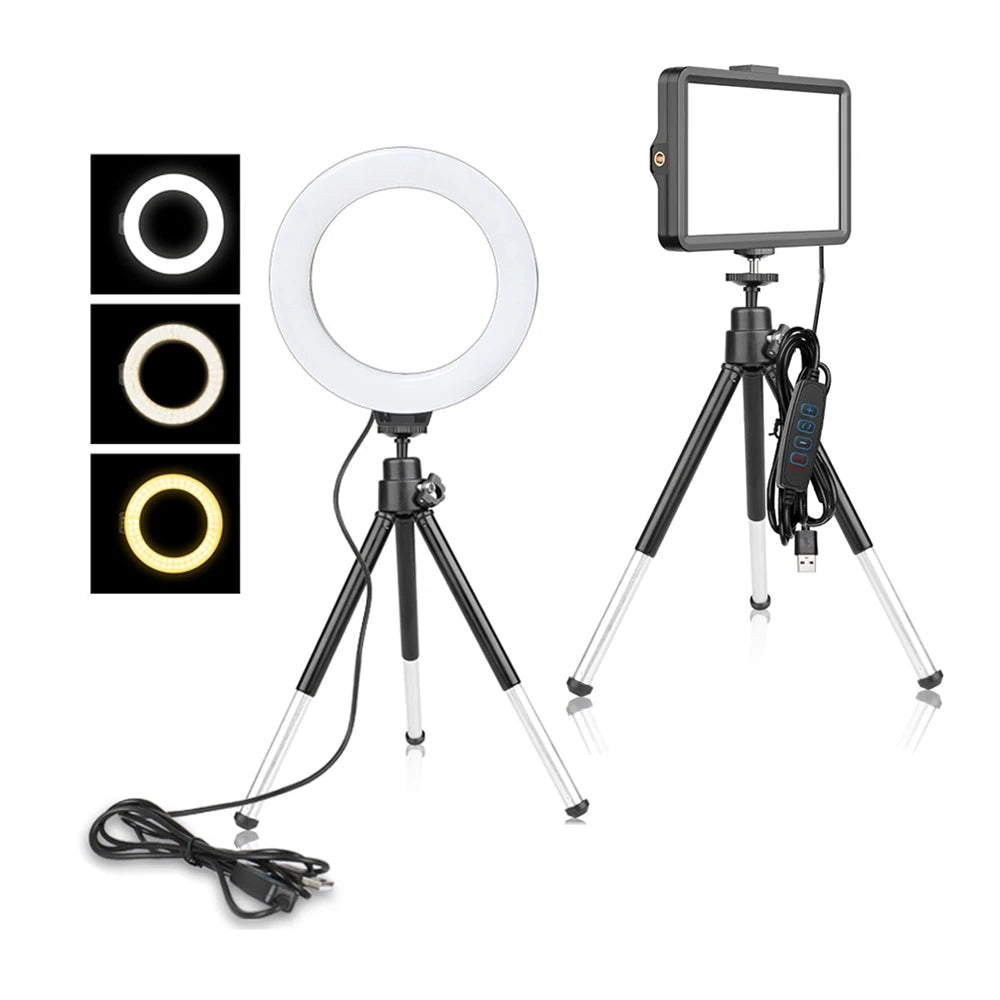 6 Inch LED RGB Video Light Panel Kit with Adjustable Tripod for Photography and Live Streaming