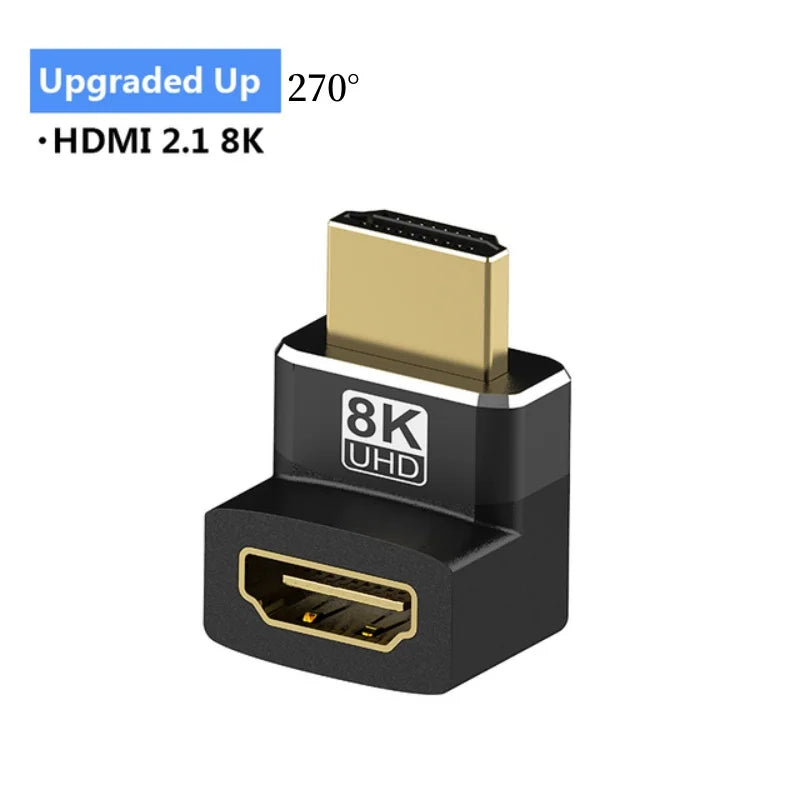 8K HDMI 2.1 Adapter 90°/270° Male–Female 48Gbps for PS5 Roku TV Stick PC & UHD Displays