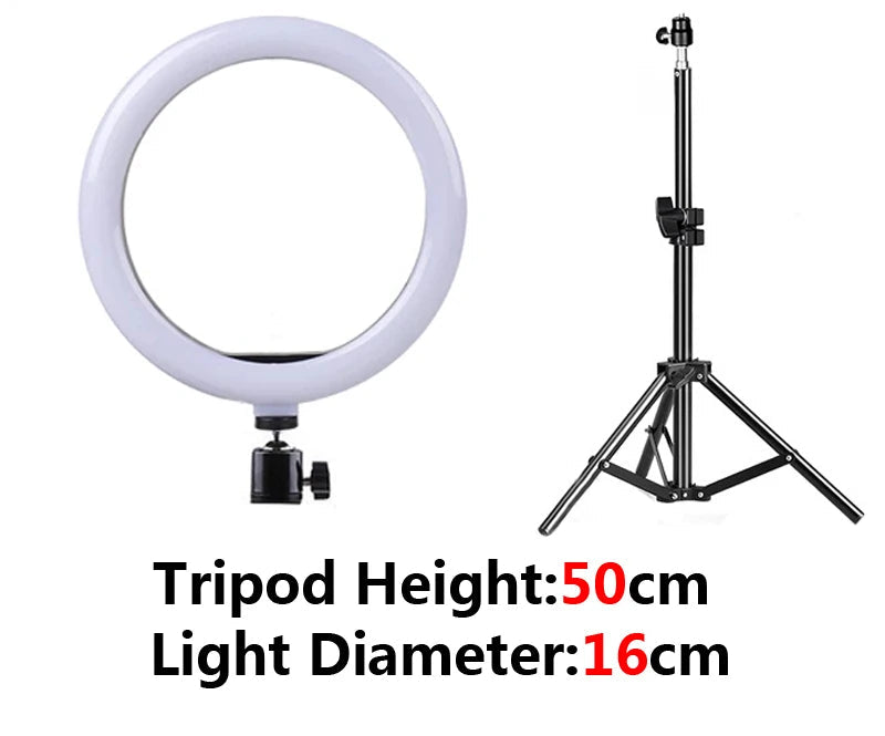 LED Ring Light with Tripod and Phone Holder for Video Streaming Makeup and Photography