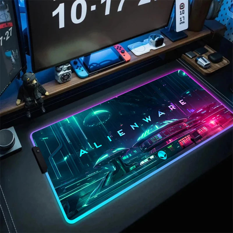 Large RGB LED Mouse Pad with Non-Slip Base, Waterproof Gaming Desk Mat for PC and Laptop Setup