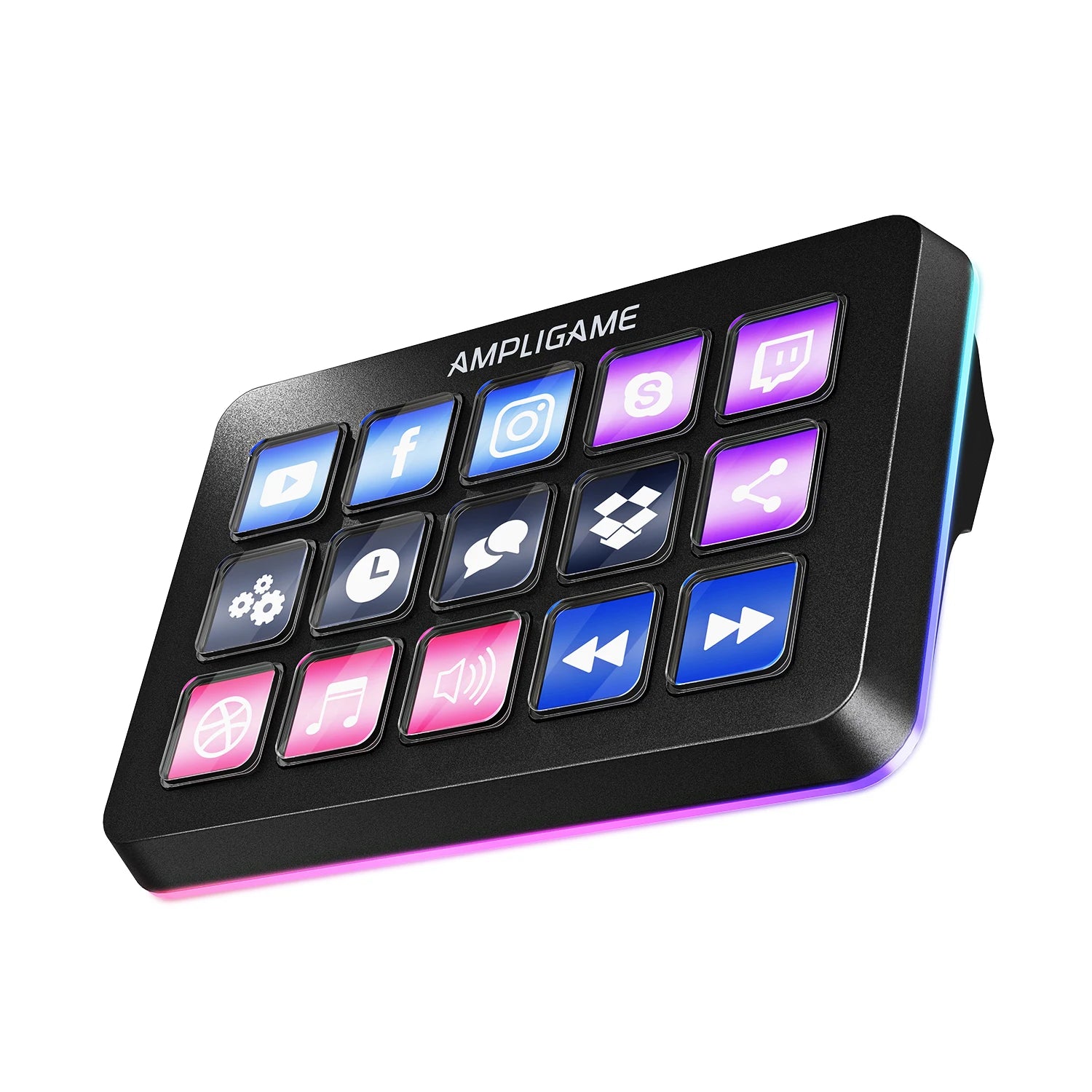 Streaming Controller with 15 Customisable LCD Macro Keys for OBS Twitch YouTube Productivity on Mac PC