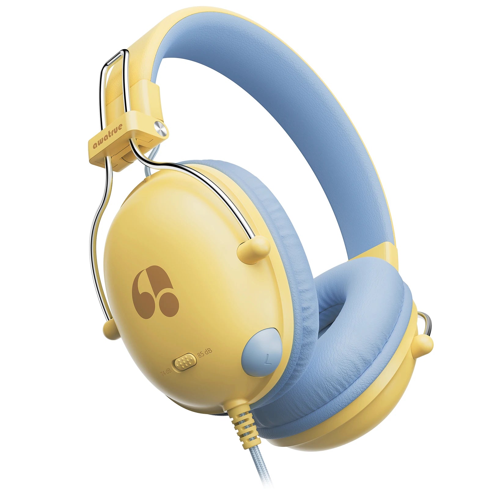 Kids Wired Study Headphones with Safe 74dB/85dB Volume Limiter for Music and Learning