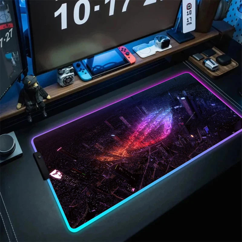Large RGB Gaming Mouse Pad with Backlight Non Slip Surface for Keyboard and Desk Protection