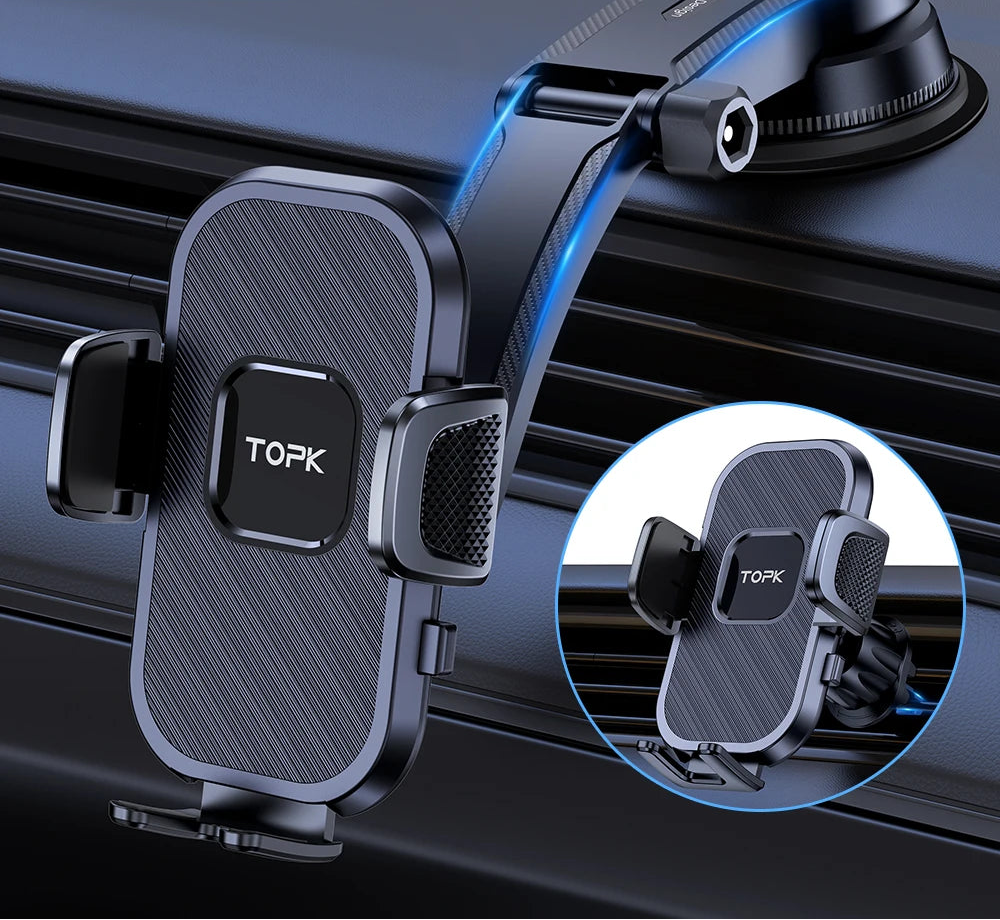 Car Phone Holder Gravity Mount for Secure Dashboard, Windscreen and Air Vent Smartphone Installation