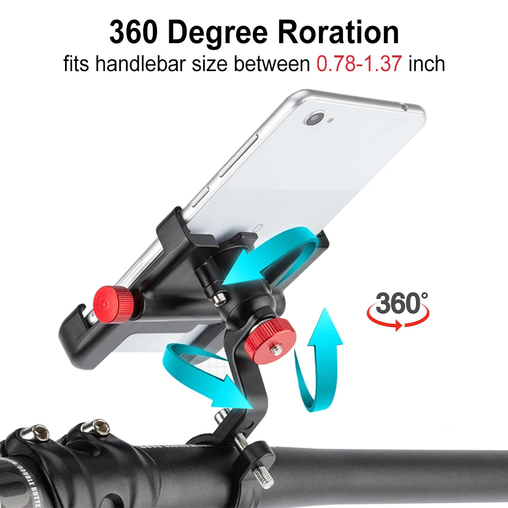 Adjustable Aluminium Bike and Motorcycle Phone Mount Non-Slip Holder for iPhone and Samsung Devices