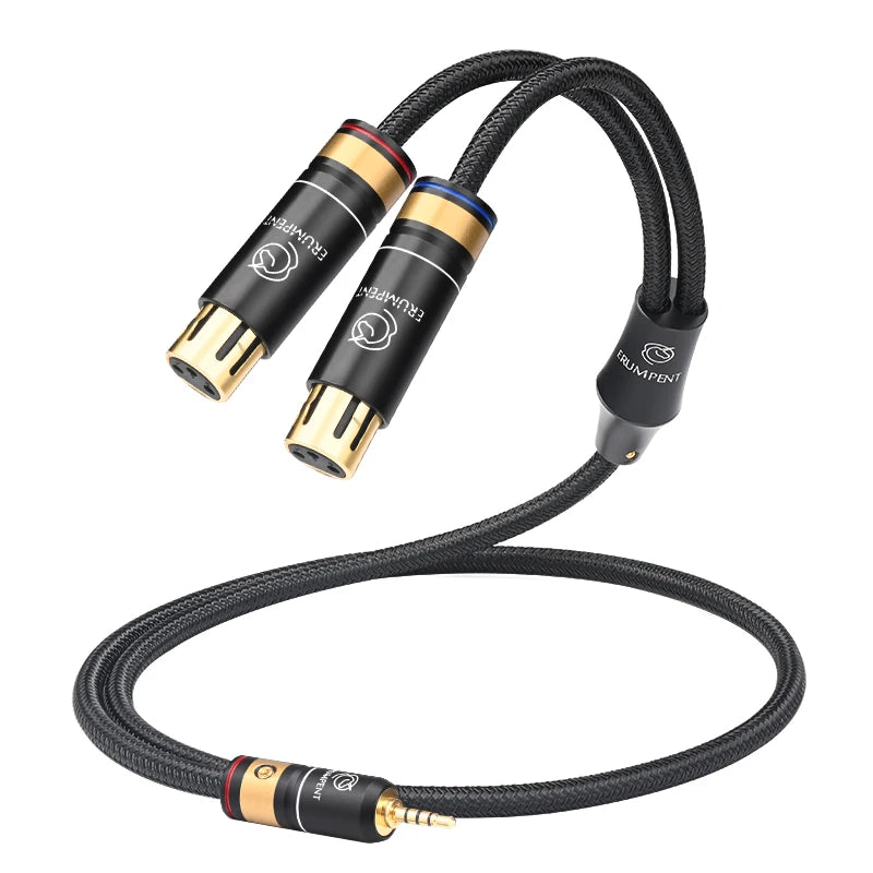Premium 2.5mm to Dual XLR Balanced Audio Cable with 6N OCC Copper for DAC AMP and Studio Use