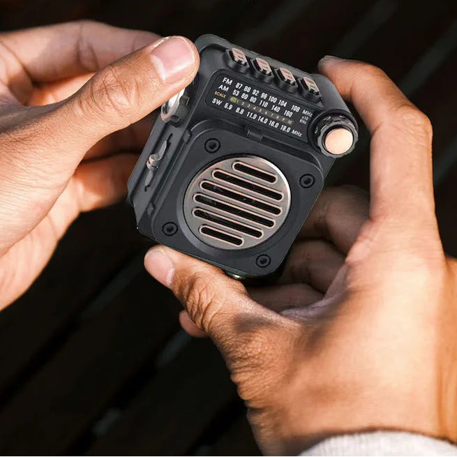 Pocket-Sized Portable FM AM SW Radio with Bluetooth Music Playback and LED Flashlight