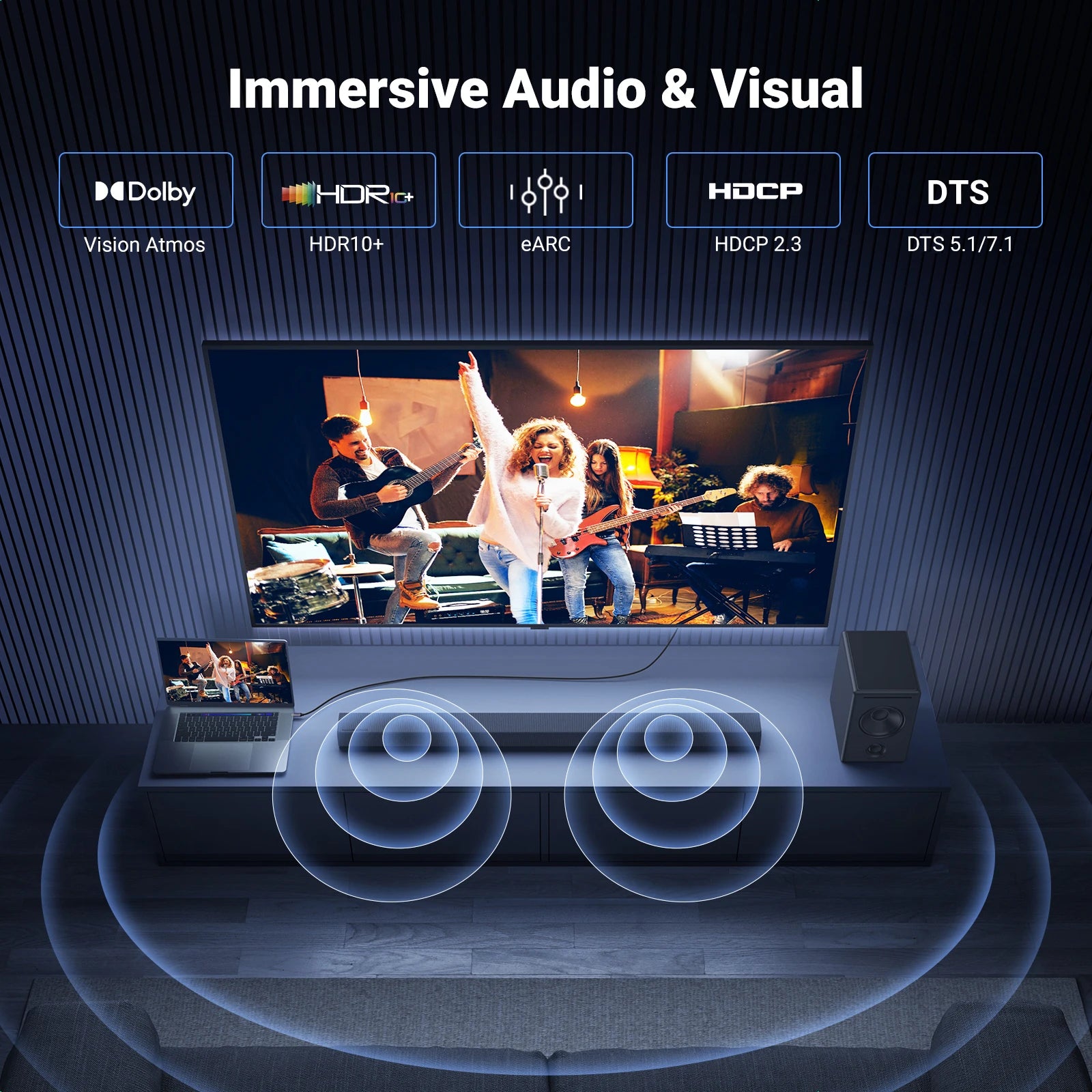 USB-C to HDMI 2.1 Cable up to 4K at 120Hz Support for Monitors TVs Laptops Tablets