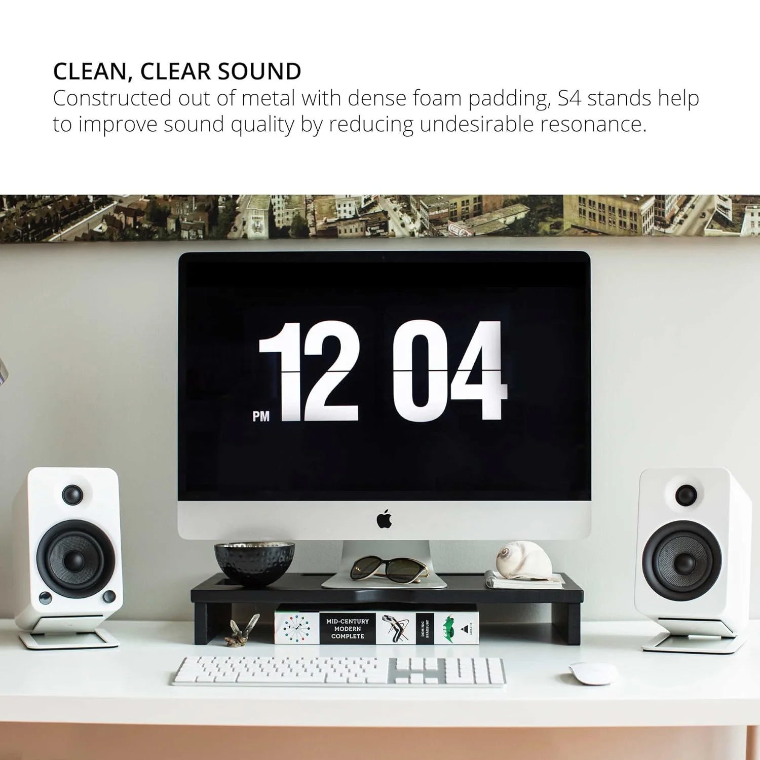 2pcs Metal Desktop Speaker Stands for Edifier MR4 MR3 MR3BT, 3”-4” Bookshelf Speakers White