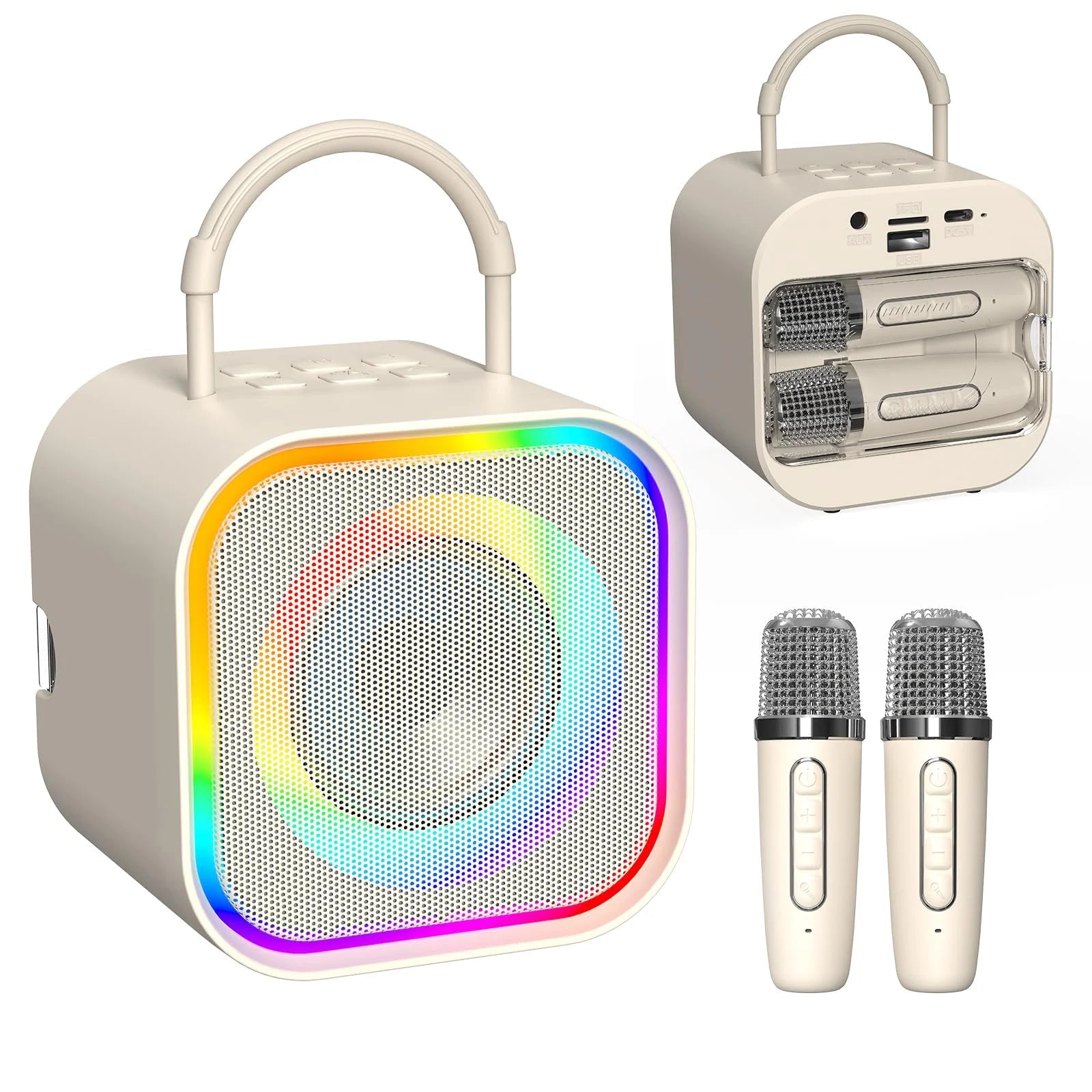 Mini Karaoke Machine for Kids – Portable All-in-One Bluetooth Speaker with 2 Microphones