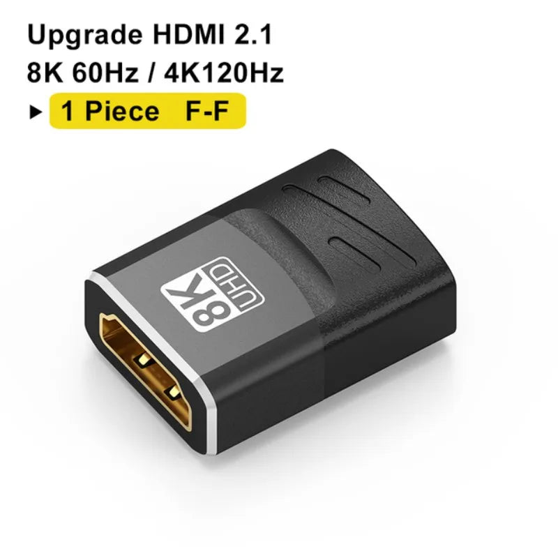 8K HDMI 2.1 Adapter 90°/270° Male–Female 48Gbps for PS5 Roku TV Stick PC & UHD Displays