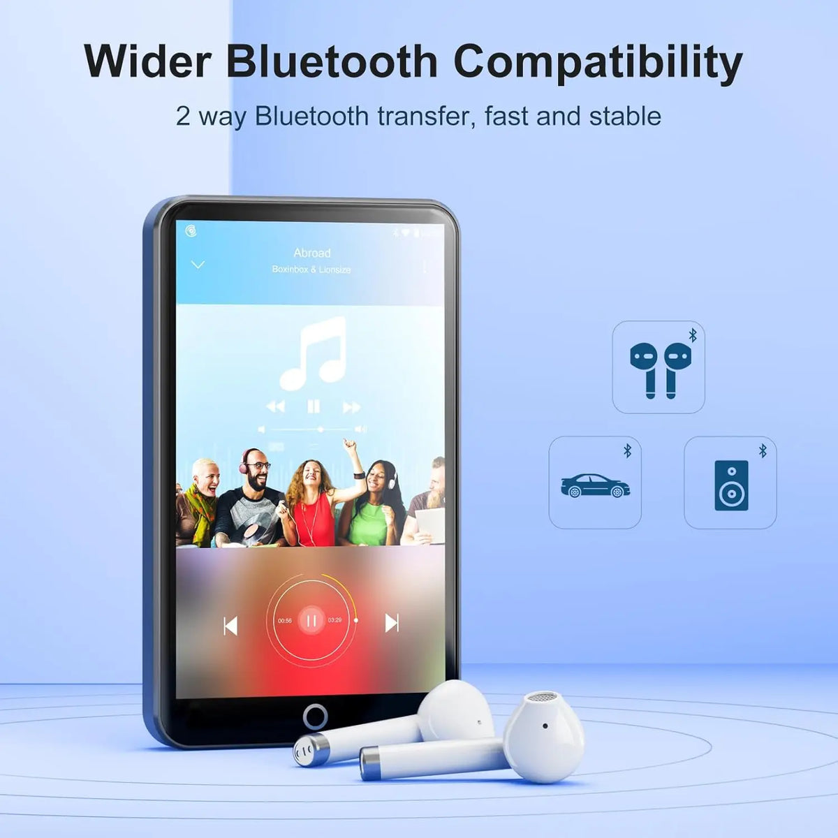 Android Portable MP3 MP4 Player with Bluetooth WiFi Touch Screen Supports Spotify and up to 512GB