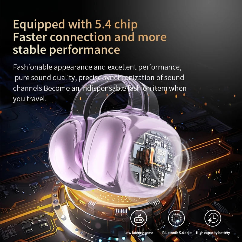 Wireless Bluetooth Earclip Earphones with Charging Case and HIFI Sound for Sport and Running