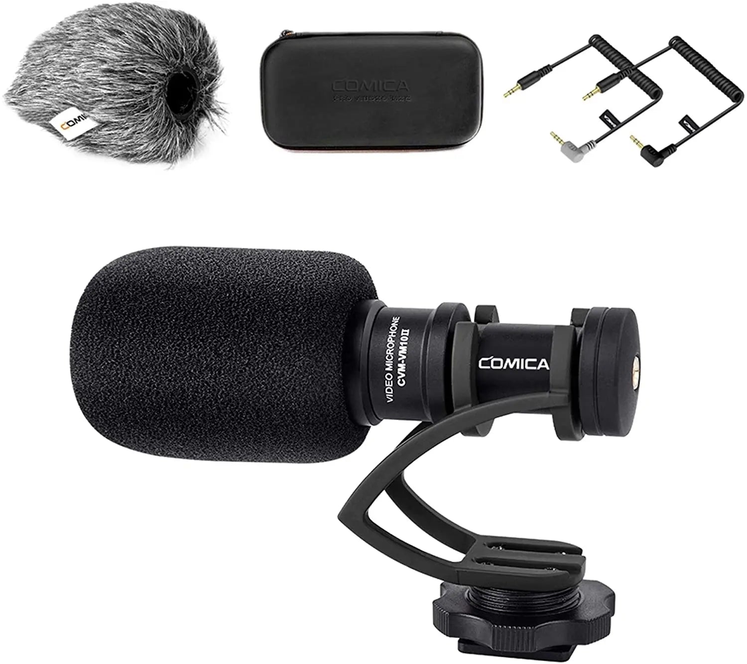 Professional Shotgun Microphone with Shock Mount for Camera Smartphone DSLR Vlogging Audio Recording