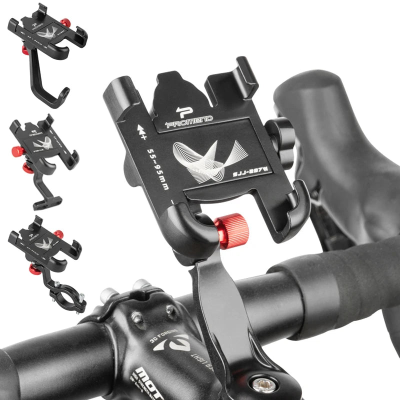 Adjustable Aluminium Bike and Motorcycle Phone Mount Non-Slip Holder for iPhone and Samsung Devices