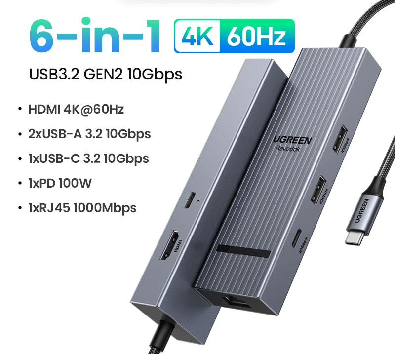 Dual HDMI USB-C Hub 10-in-1 Dock with 8K HDMI Gigabit Ethernet 100W PD USB Card Reader