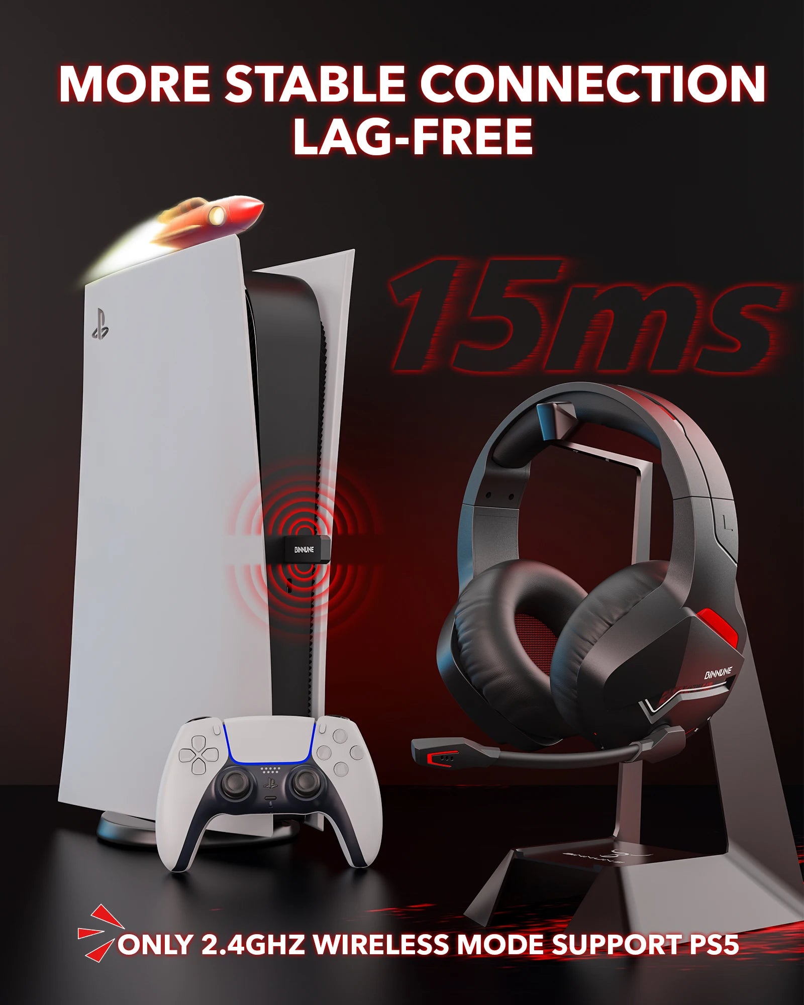 Dual Wireless Gaming Headset with Mic for PC, PlayStation, Laptop and Bluetooth Devices