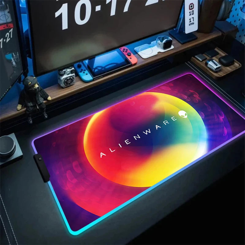 Large RGB LED Mouse Pad with Non-Slip Base, Waterproof Gaming Desk Mat for PC and Laptop Setup