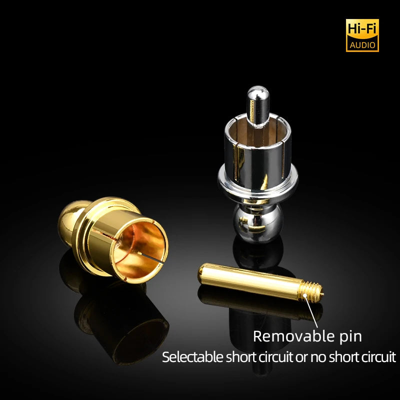 Premium Gold and Silver RCA Protector Caps with Pure Copper Noise Shielding Dust Covers
