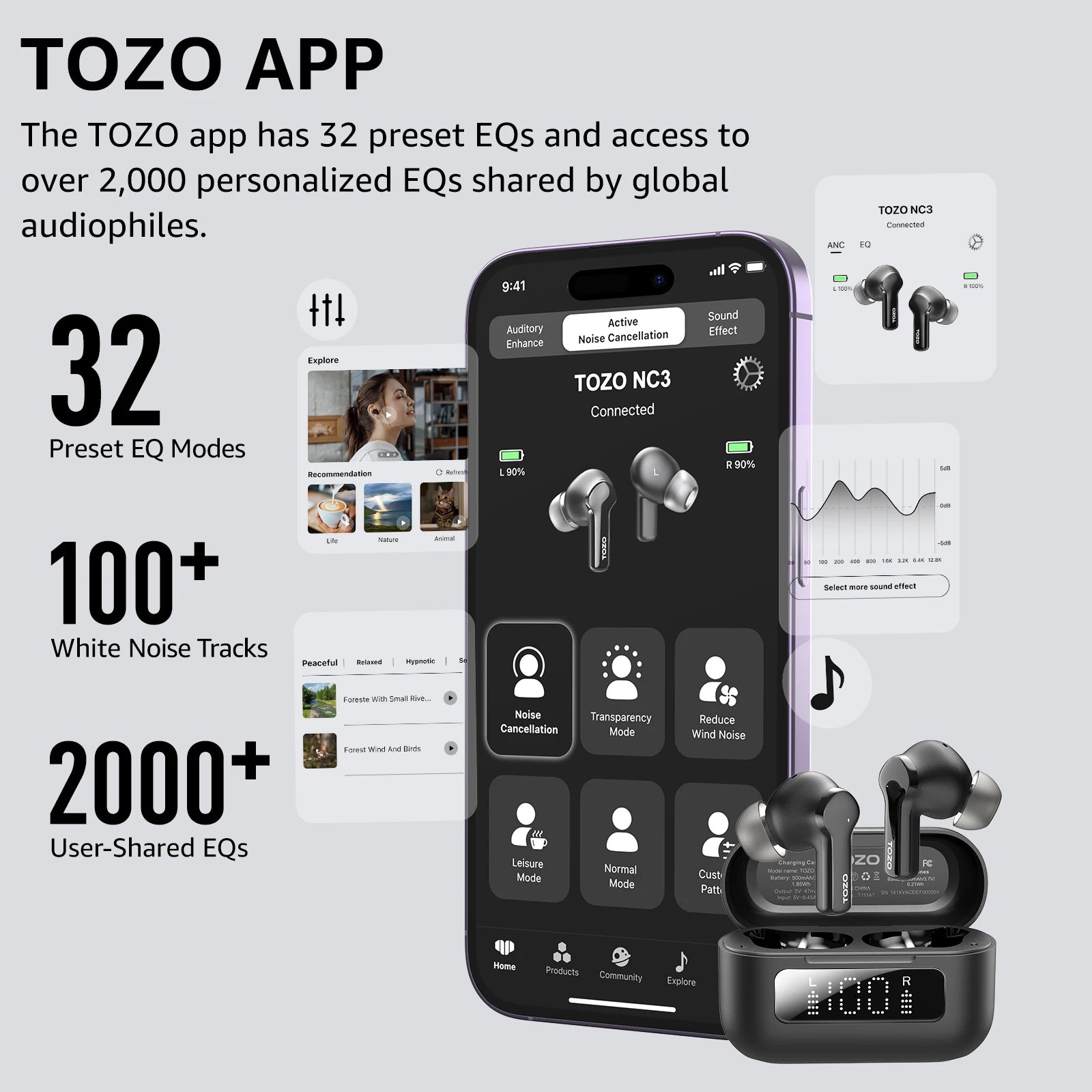 In Ear Wireless Bluetooth Earbuds with Active Noise Cancellation and Low Latency for Mobile Devices