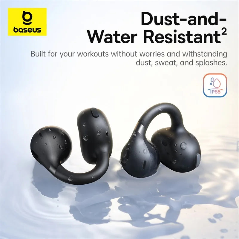 Open Ear Clip Wireless Earbuds Bluetooth 6.0 Sports Headphones IP55 Waterproof 38H Playtime