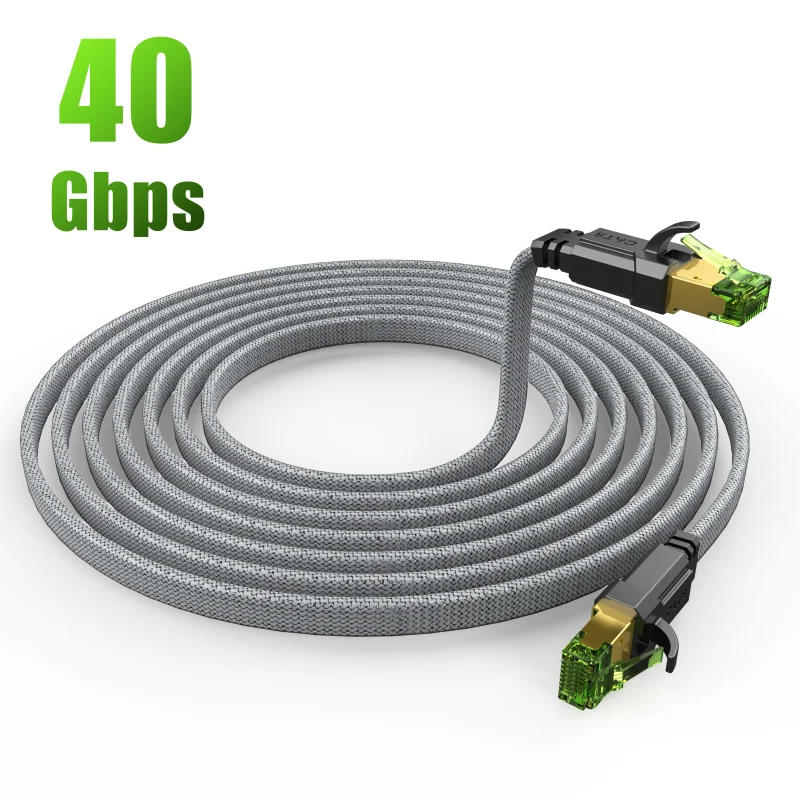CAT8 Flat 40Gbps Ethernet Cable for Modem Router Gaming PC PS4 PS5 Xbox & Smart Devices