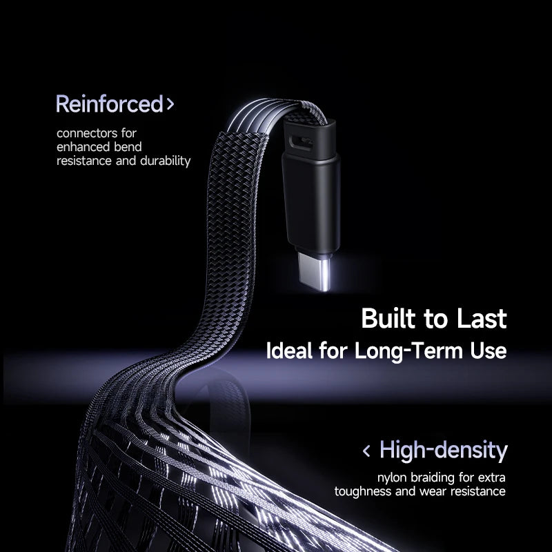 Elbowed 100W USB C Fast Charging Cable with LED Light for iPhone Samsung MacBook Pro 1m 2m