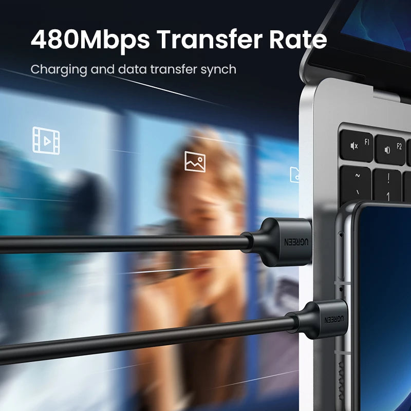 USB-A to USB-C 3A Fast Charging Data Cable for iPhone Samsung Xiaomi Android Phones