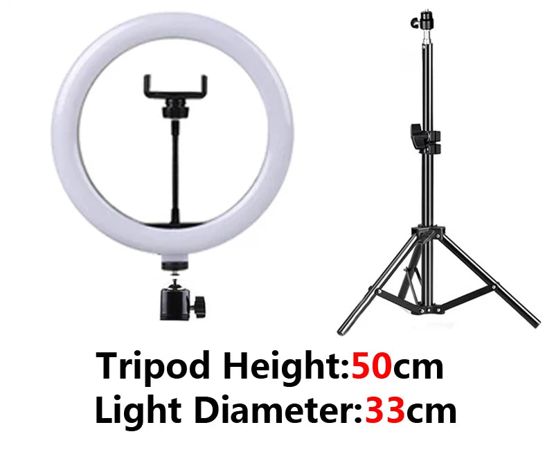 LED Ring Light with Tripod and Phone Holder for Video Streaming Makeup and Photography