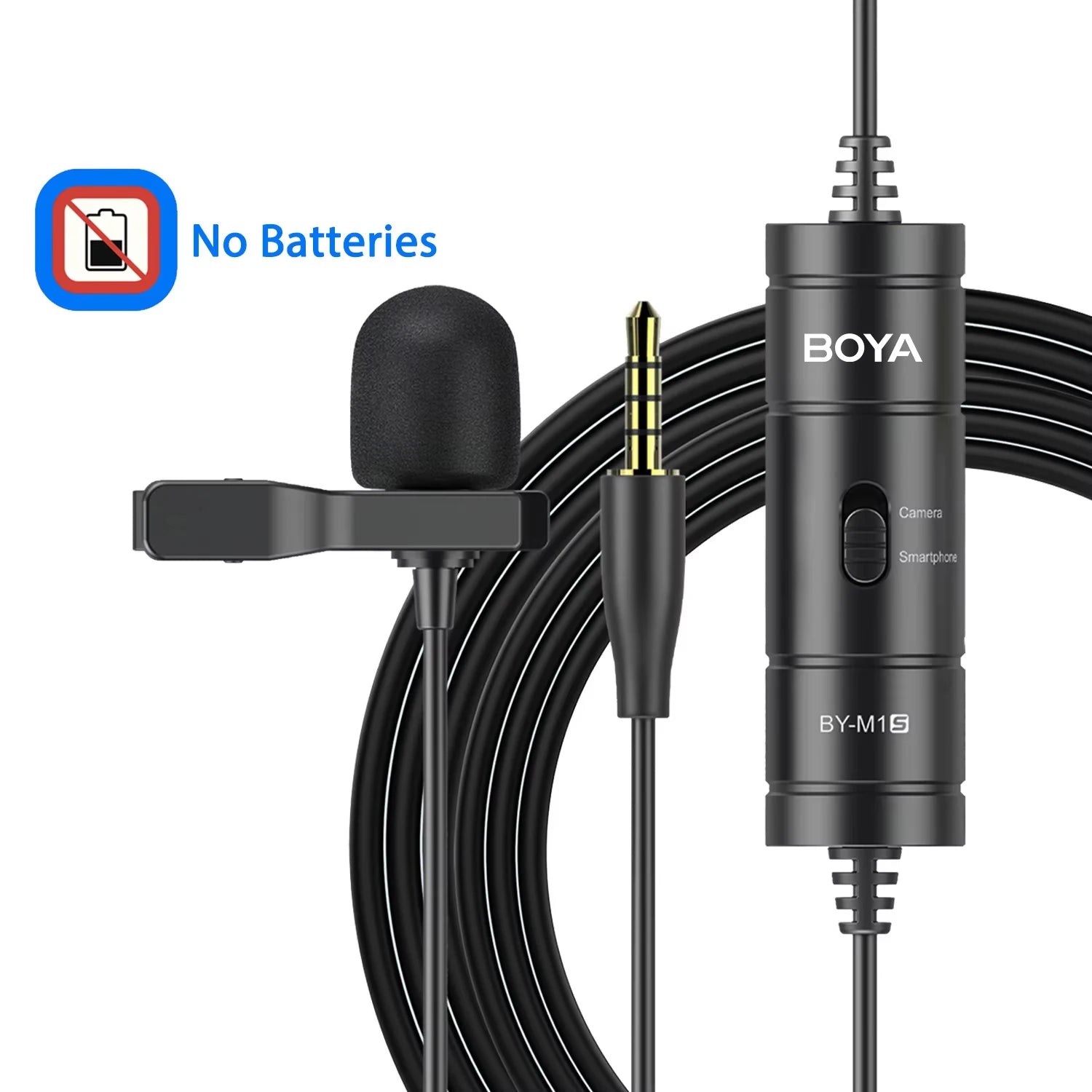 Universal Clip-On Lavalier Microphone 6m Cable 3.5mm TRRS Phone Camera PC Streaming Recording