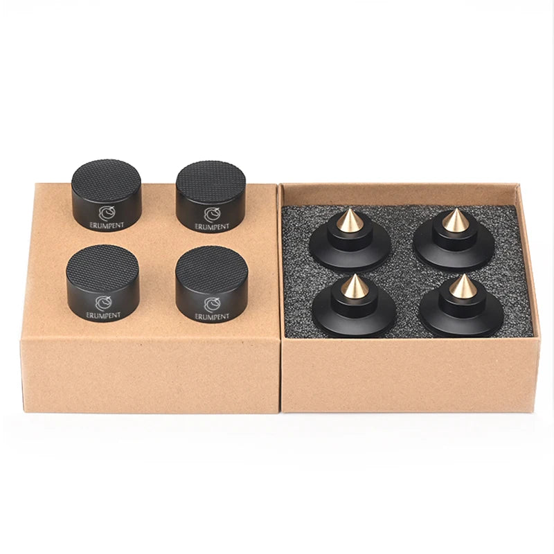 High Fidelity Adjustable Speaker Spike Feet Aluminium and Carbon Fibre Isolating Pads