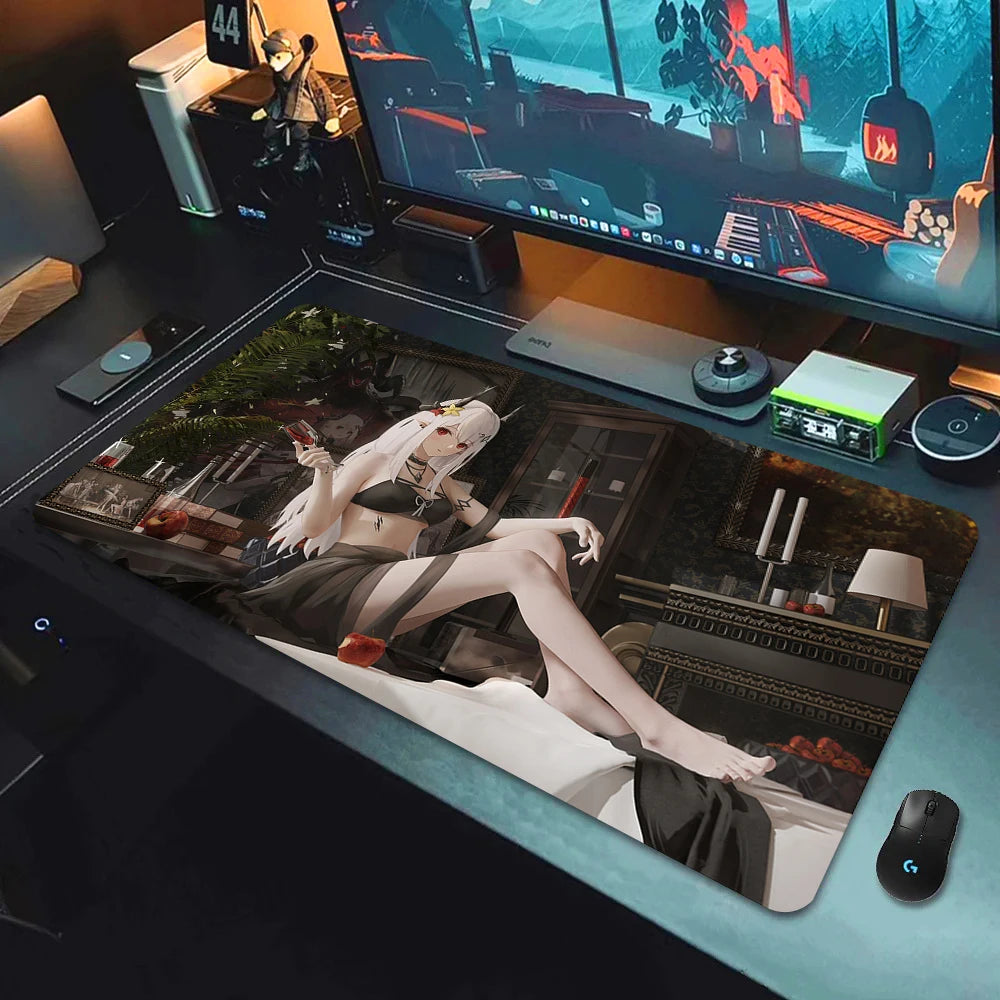 Large Gaming Mouse Pad with Non-Slip Rubber Base and Anime-Inspired Design for E-Sports Setups