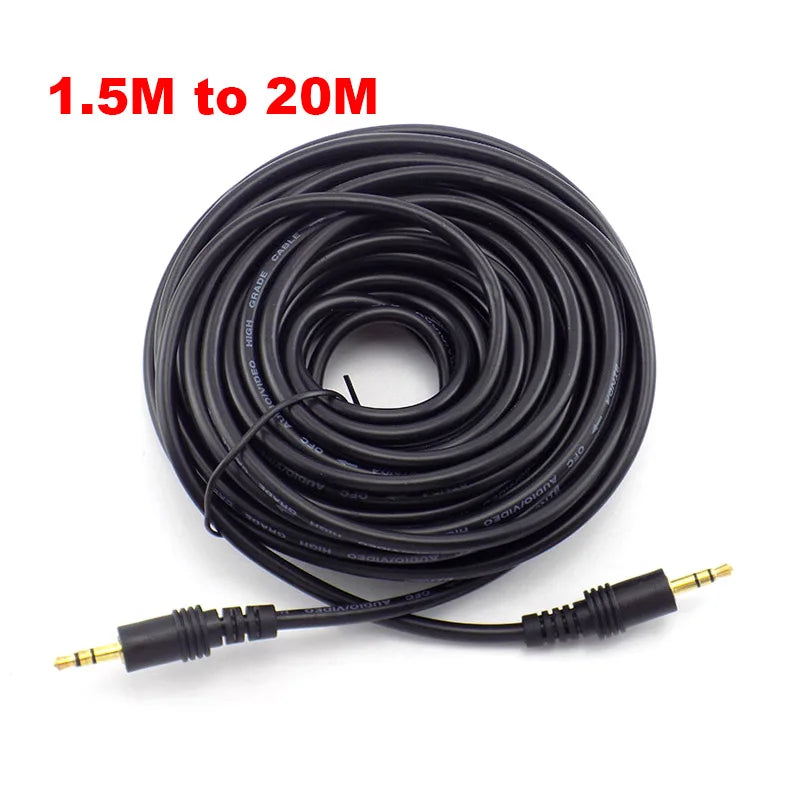 3.5mm Stereo Male to Male AUX Audio Cable for PC, Laptop, MP3 & Car, 1.5–20m Lengths