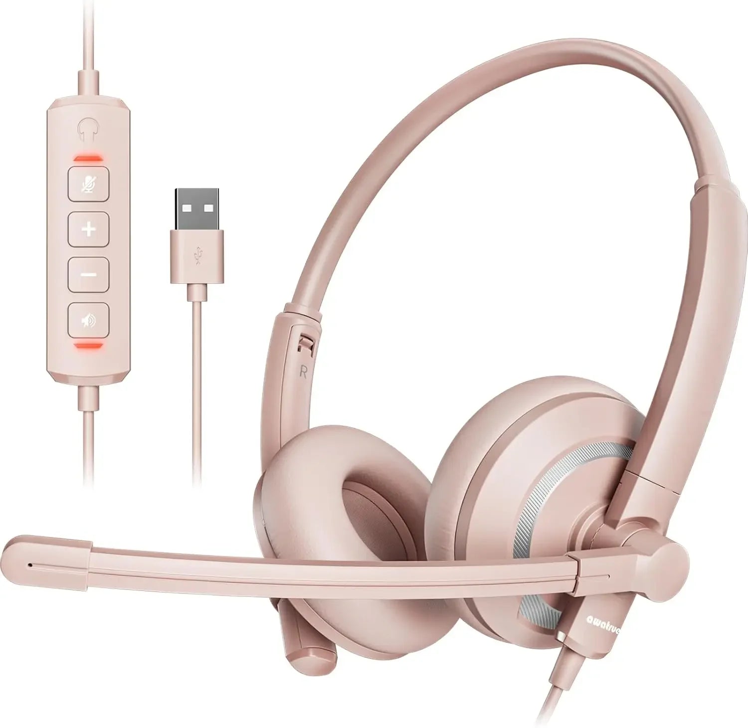 Wired USB Headset with Noise Cancelling Microphone and In Line Control for PC and Laptop