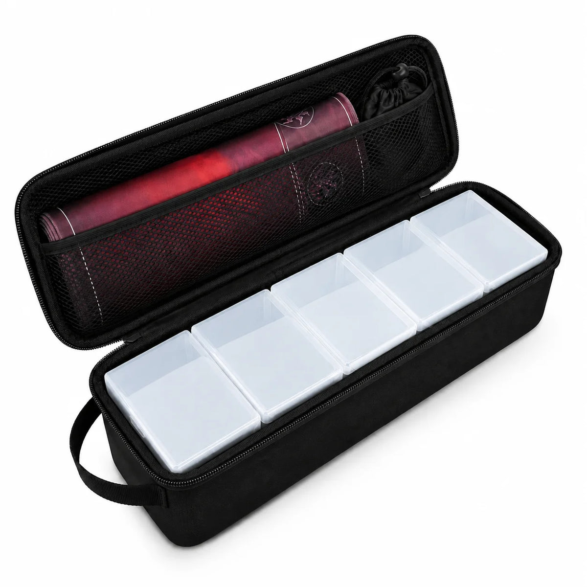 Premium Card Storage Case with Hard EVA Shell and 5 Deck Boxes for Trading and Sports Cards