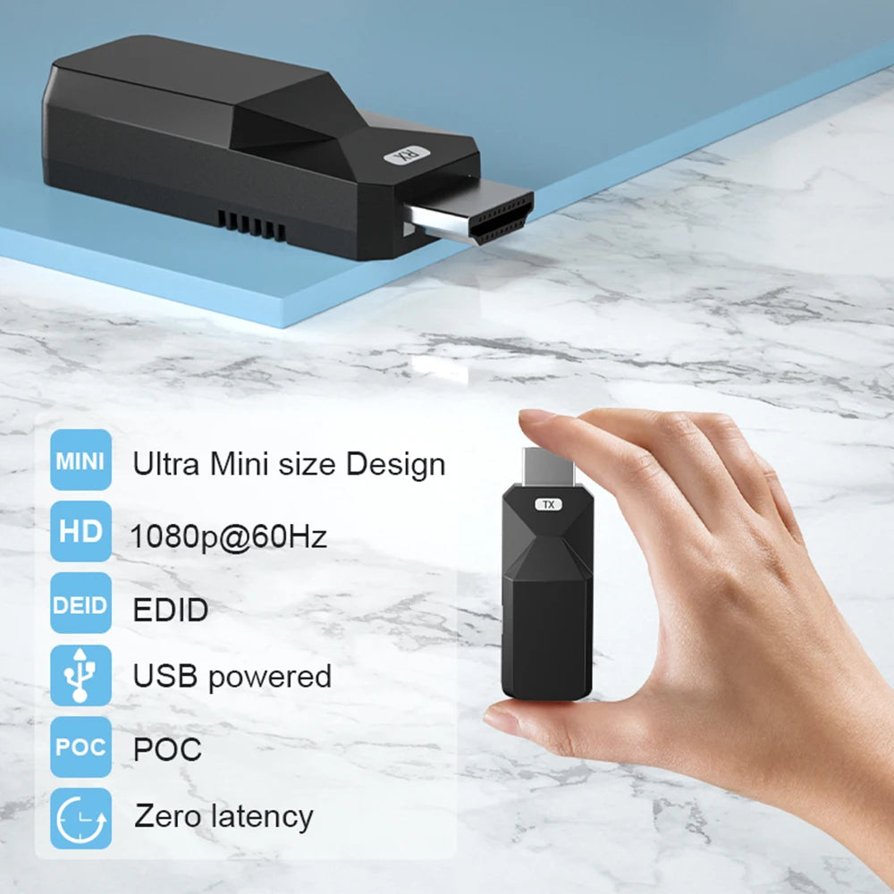 HDMI Extender with IR and Loop Out Full HD 1080p Signal Transmission over Cat6 up to 60m