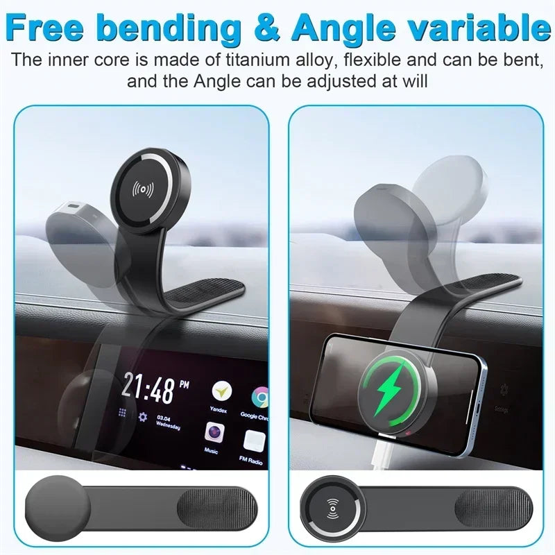 Magnetic Wireless Car Charger and Fast Charging Phone Mount for Dashboard and Screen Use