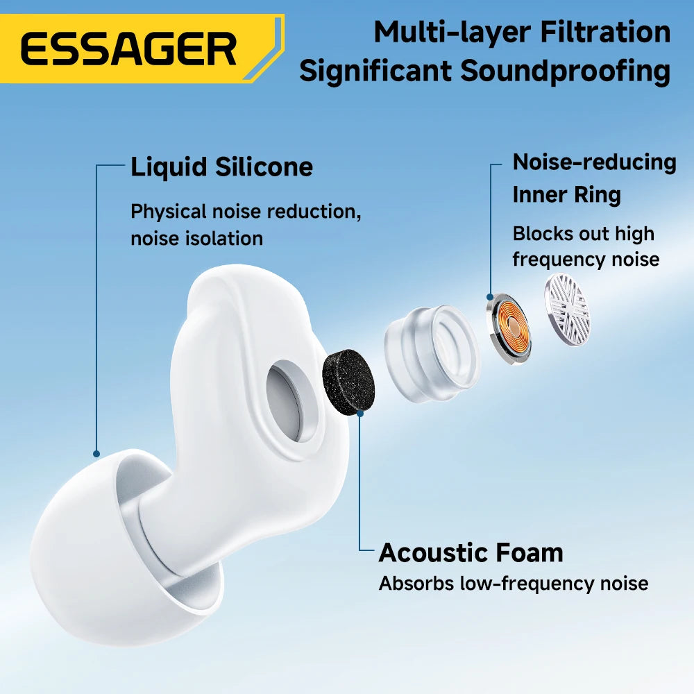 Silicone Noise Cancelling Earplugs for Sleep Work Study Travel Ultra Soft 45dB Hearing Protection