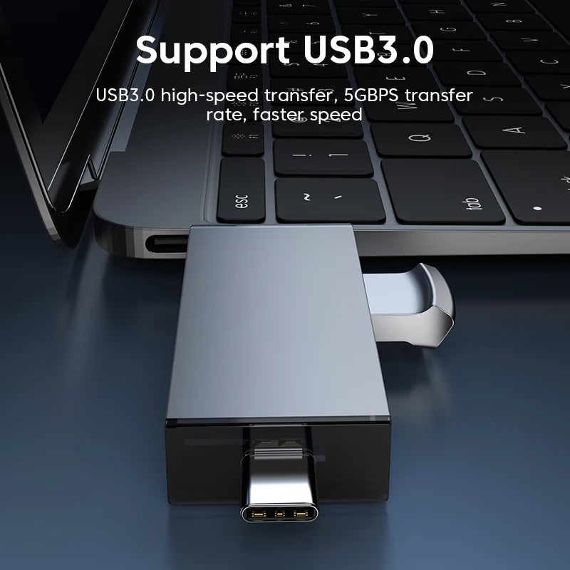 7-in-1 USB 3.0 Card Reader with Type-C Adapter for SD, TF, and Micro Memory Cards