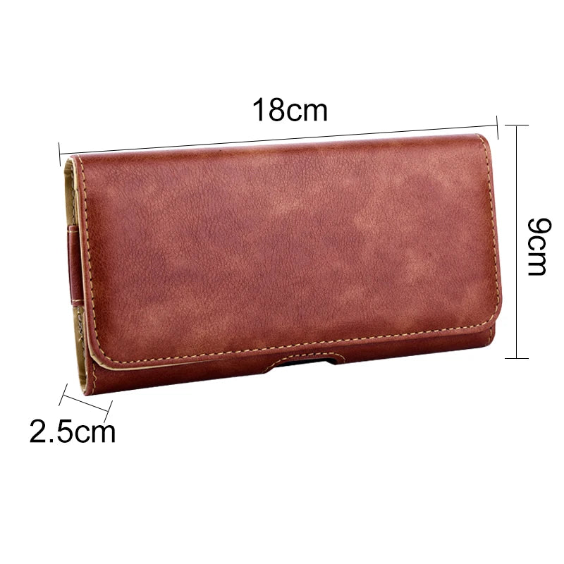 Leather Waist Belt Clip Phone Pouch Compatible with 4.7 to 6.5 Inch Smartphones in Black or Brown