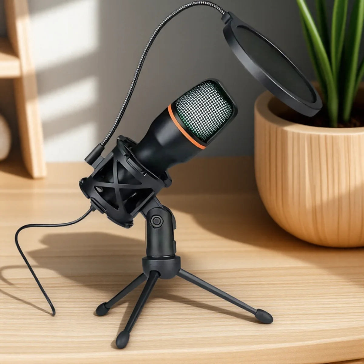 Professional Condenser Microphone Kit with RGB Lighting and Tripod for Streaming and Recording