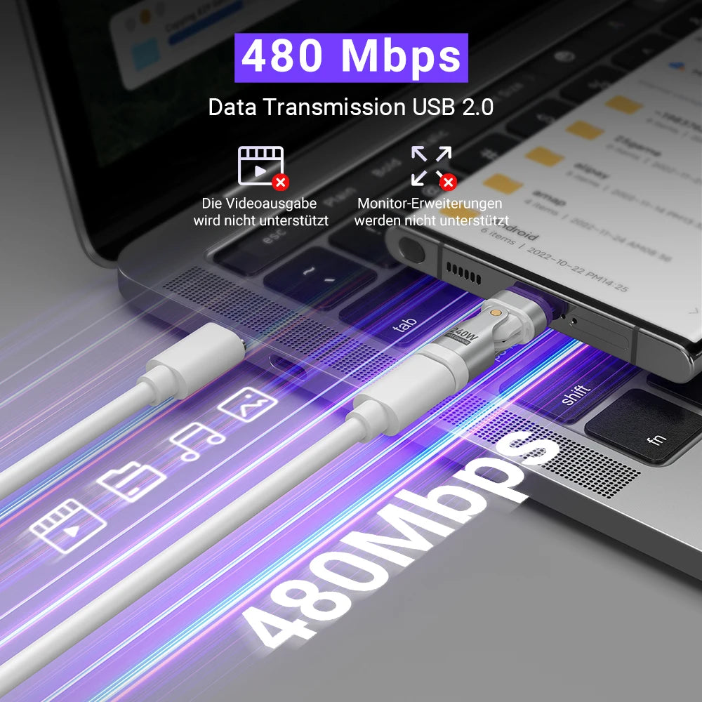 240W Magnetic USB C Adapter OTG Converter Type C Male to Female Fast Charging Connector