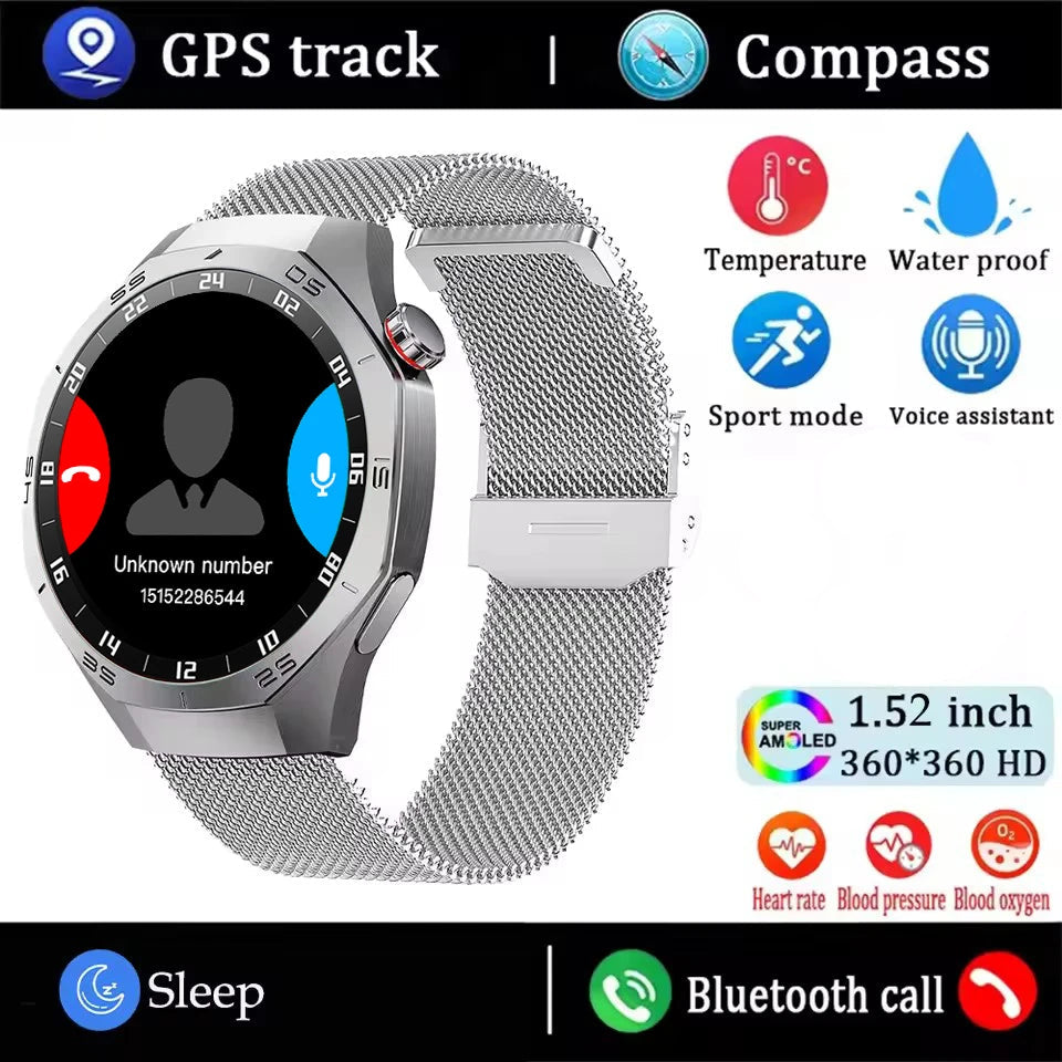 1.43" AMOLED GPS NFC Smart Watch with Bluetooth Calling & Health Monitor Waterproof Sports