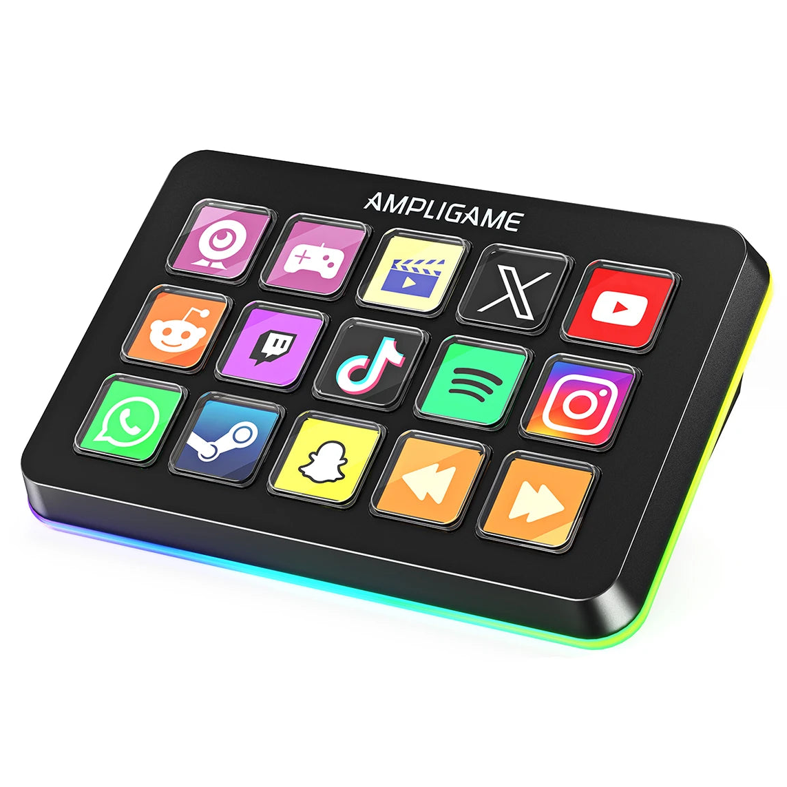 15 Key Mini Macro Keyboard with LCD Buttons RGB Lighting Custom Shortcuts for Streaming Editing