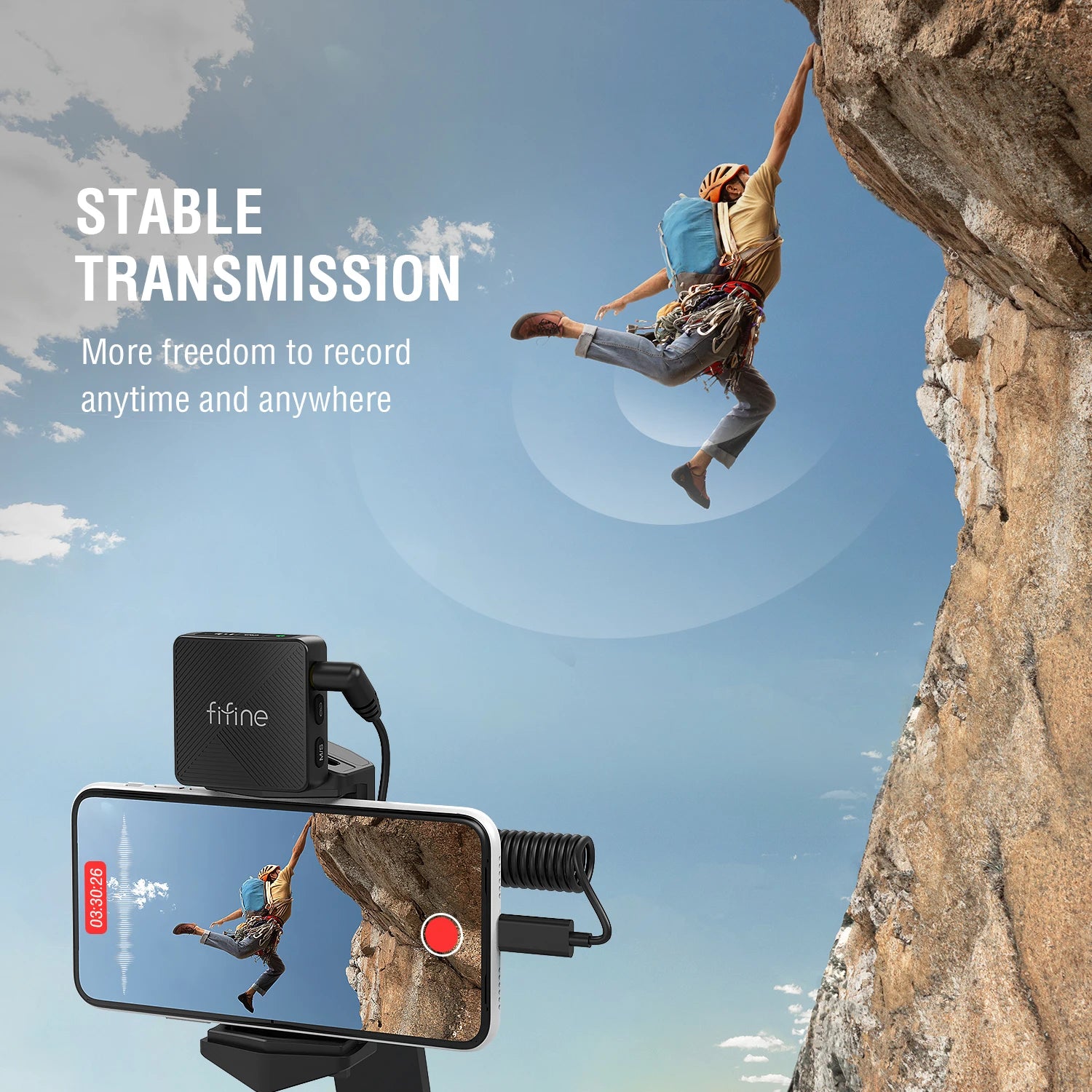 Dual Wireless Lavalier Microphone System with Charging Case 50m Range for Vlogging Interviews