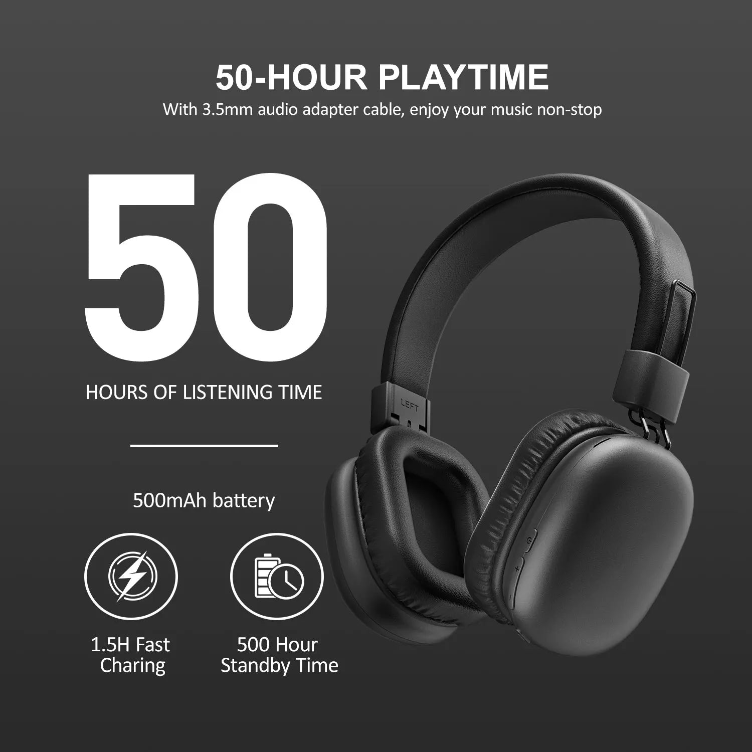 Dual Wireless Over Ear Bluetooth Headphones with Hi-Res Audio Performance and ENC Mic