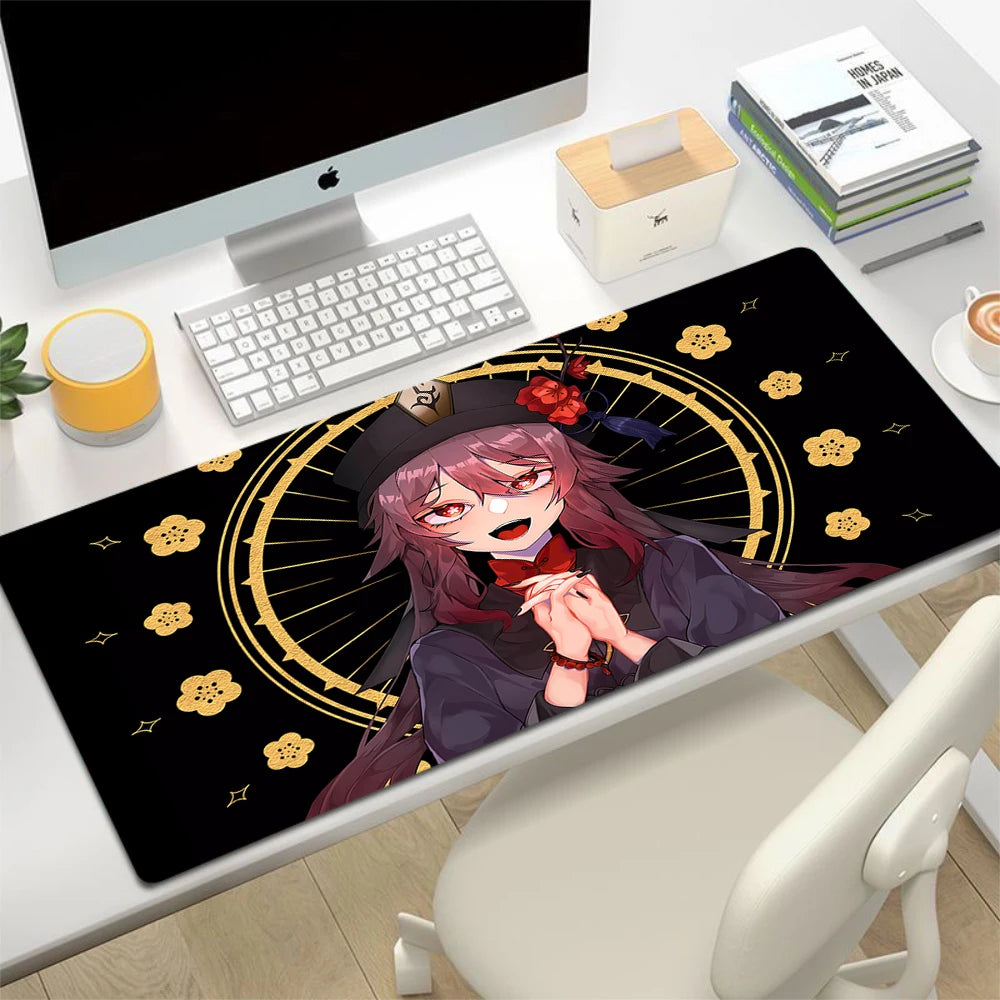 XL Anime Gaming Mouse Pad with Anti-slip Rubber Base, Stitched Edges, Custom Print Options