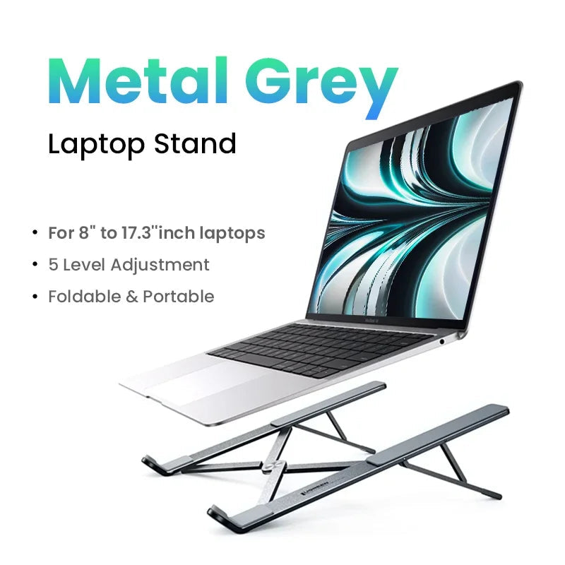 Foldable Adjustable Aluminium Laptop Stand for 13-17.3 Inch Notebooks Tablets Phones